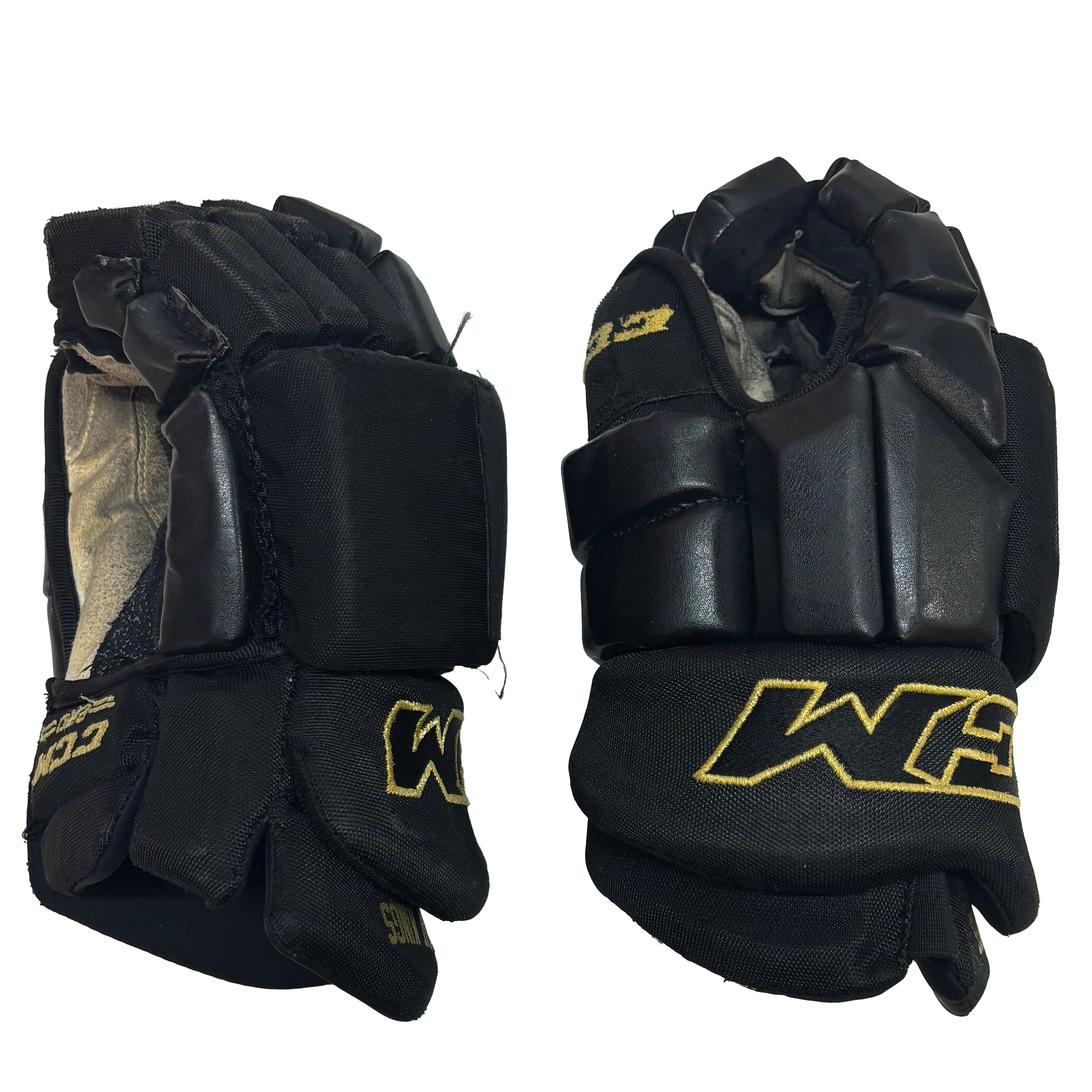 CCM HG42PP - Used WHL Pro Stock Hockey Gloves (Black/Gold)